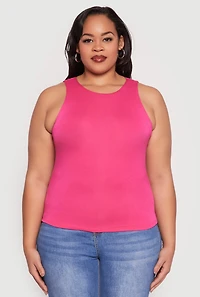 Womens Plus Size Double Layer Tank Top, Pink, Size 1X