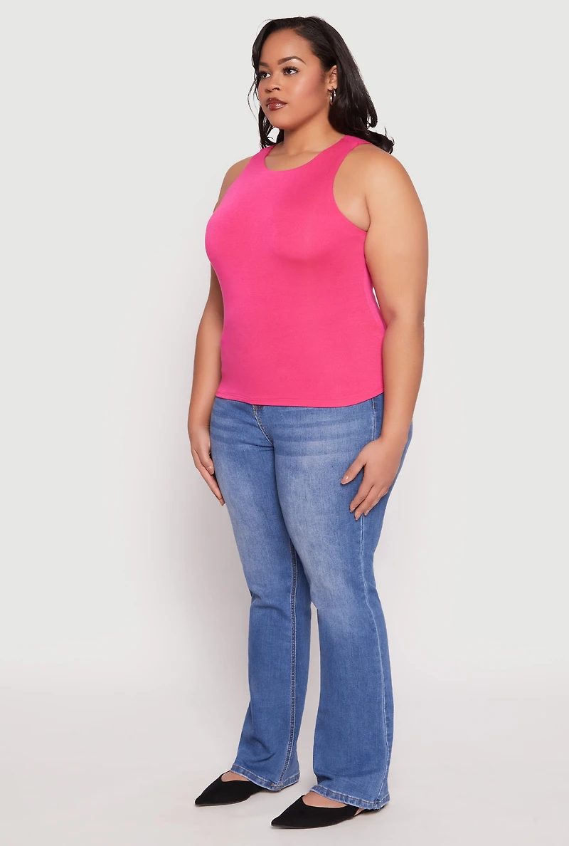 Womens Plus Size Double Layer Tank Top, Pink, Size 1X