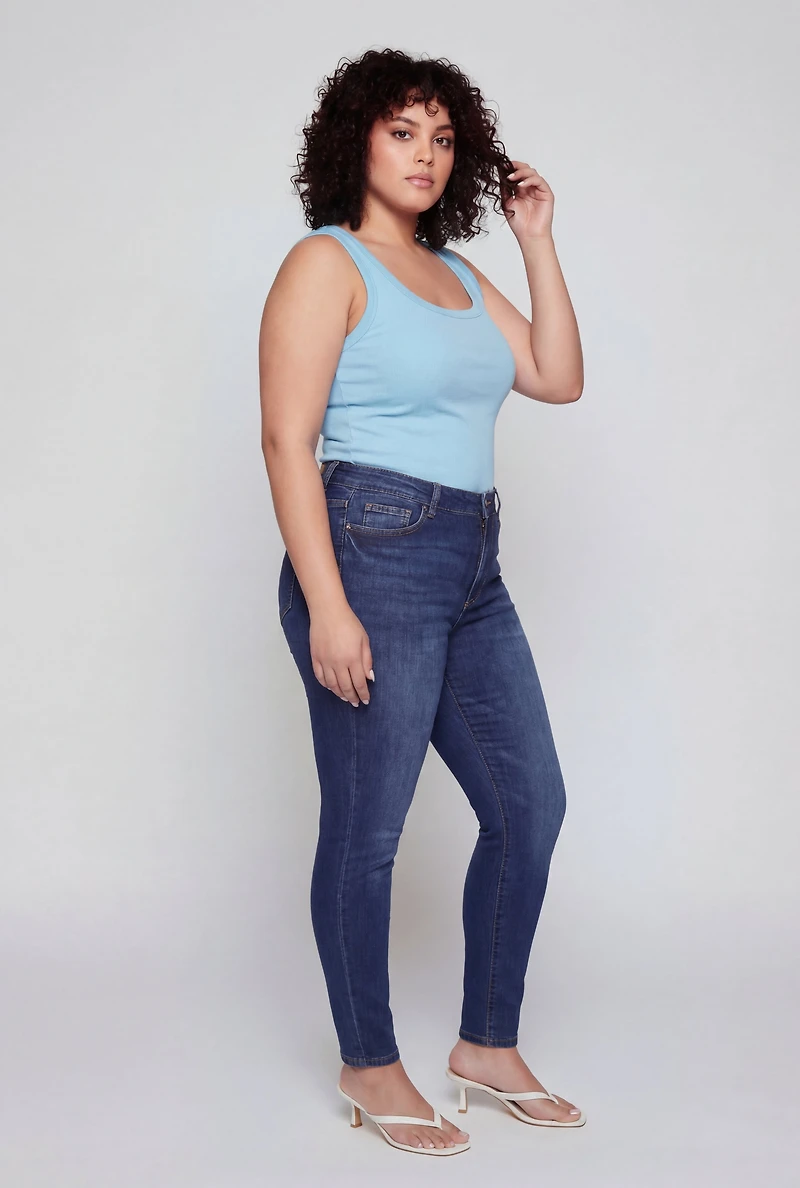 Plus Ribbed Knit Scoop Neck Tank Top