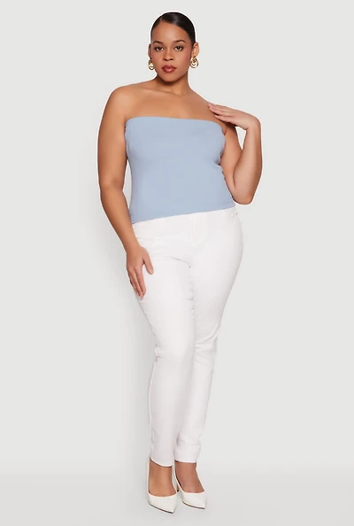 Plus Seamless Ribbed Knit Tube Top