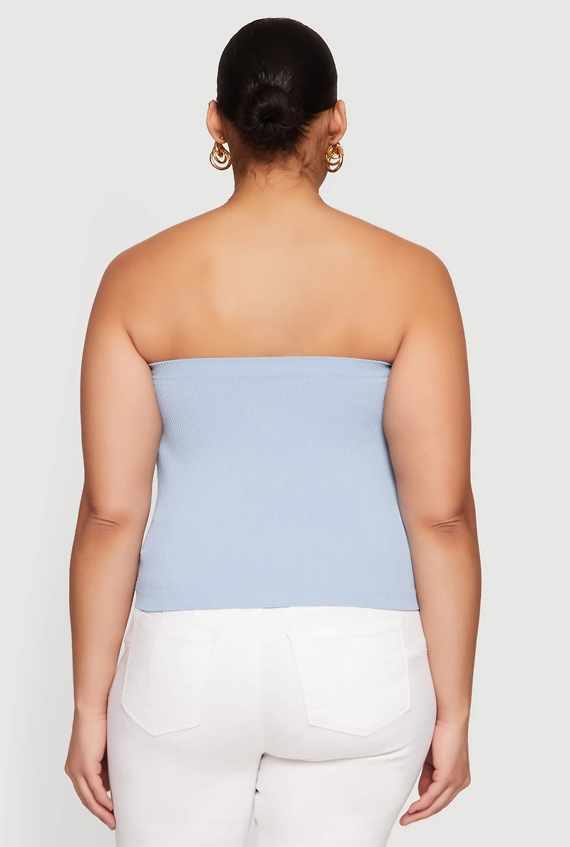 Plus Seamless Ribbed Knit Tube Top
