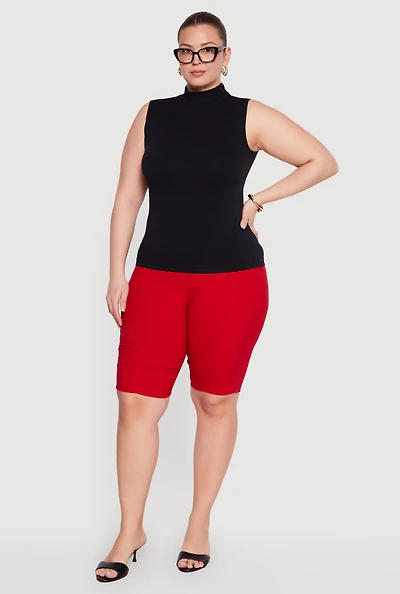 Plus Compression Rib Mock Neck Tank Top
