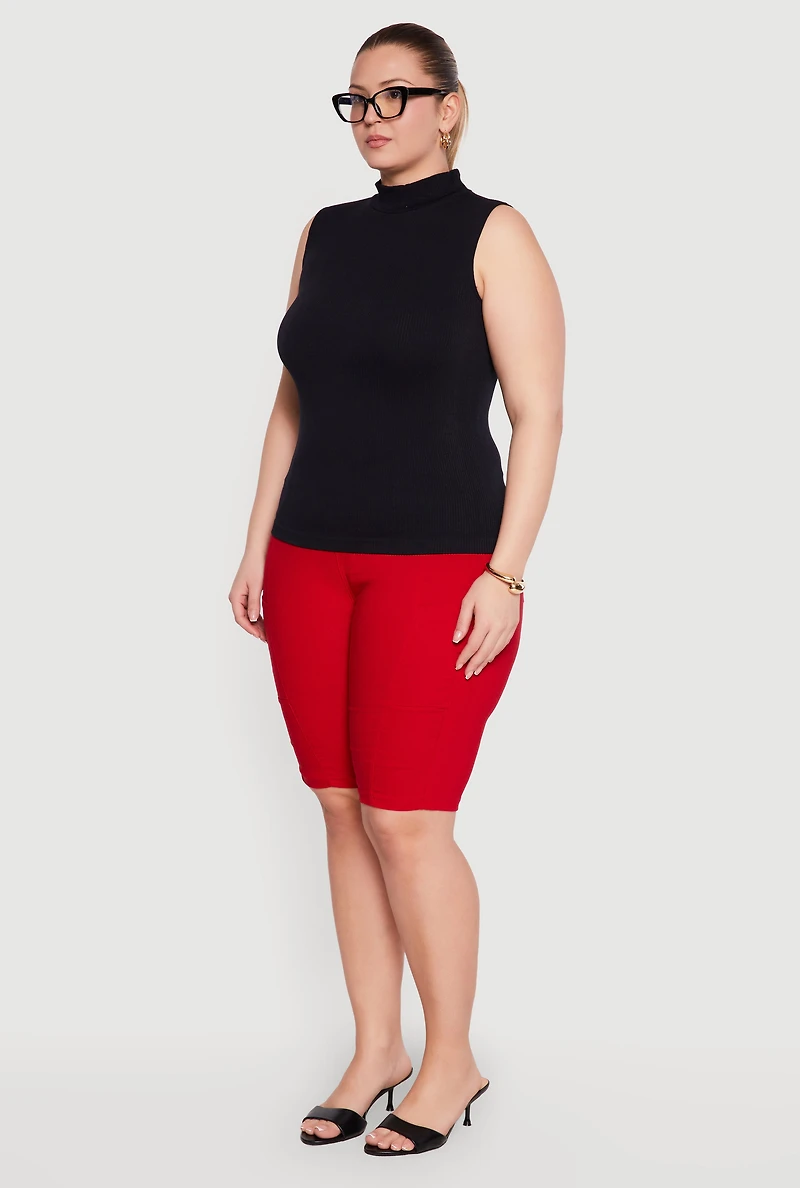 Plus Compression Rib Mock Neck Tank Top