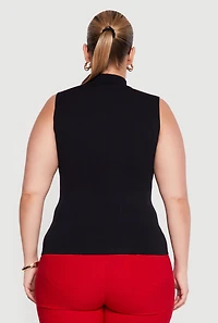 Plus Compression Rib Mock Neck Tank Top