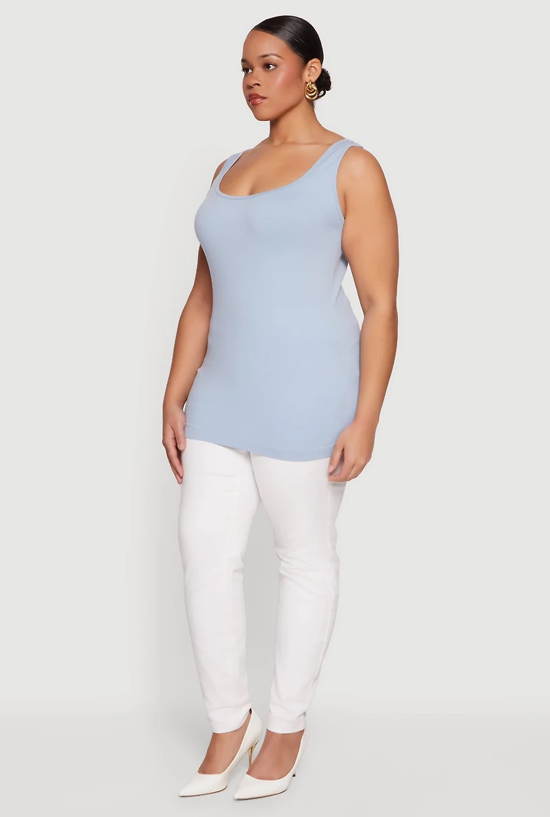 Plus Solid Seamless Scoop Neck Tank Top