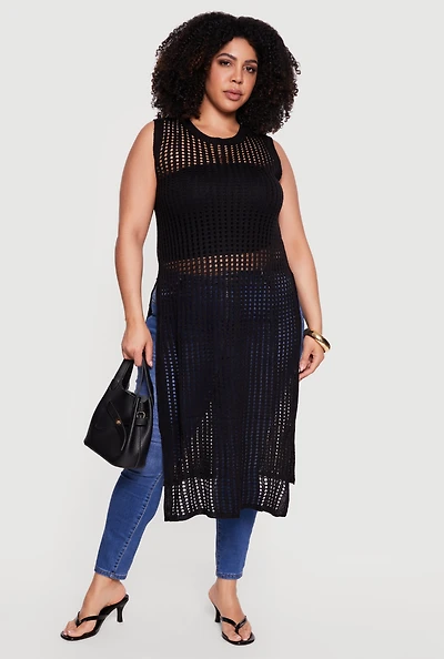Plus Crochet Sleeveless Maxi Top