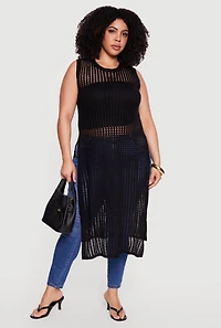 Plus Crochet Sleeveless Maxi Top