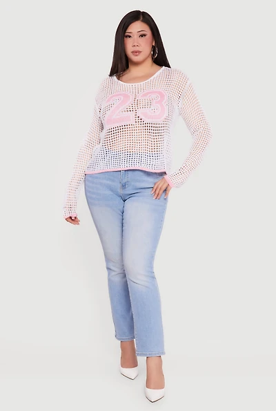 Plus 23 Crochet Long Sleeve Top