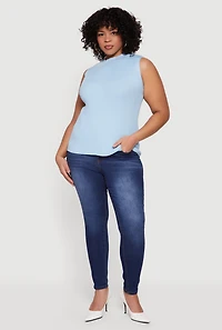 Plus Rib Knit Mock Neck Sleeveless Sweater