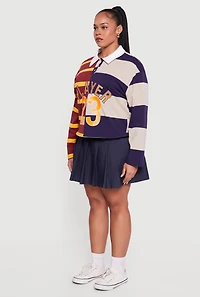 Plus Color Blocked Striped Player Graphic Polo Tee