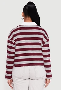 Womens Plus Striped NY Patch Graphic Polo Shirt, 2X