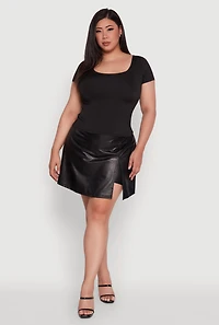 Womens Plus Size Daisy Classic Fit Solid Scoop Neck T-Shirt, Black, Size 3X