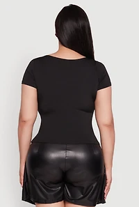 Womens Plus Size Daisy Classic Fit Solid Scoop Neck T-Shirt, Black, Size 3X