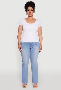 Womens Plus Size Daisy Classic Fit Solid Scoop Neck T-Shirt, White, Size 3X