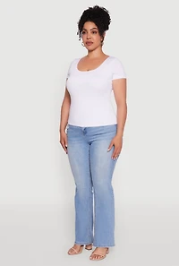 Womens Plus Size Daisy Classic Fit Solid Scoop Neck T-Shirt, White, Size 3X