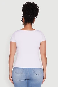 Womens Plus Size Daisy Classic Fit Solid Scoop Neck T-Shirt, White, Size 3X