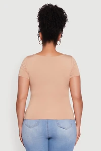 Womens Plus Daisy Classic Fit Solid Scoop Neck T-Shirt, 1X