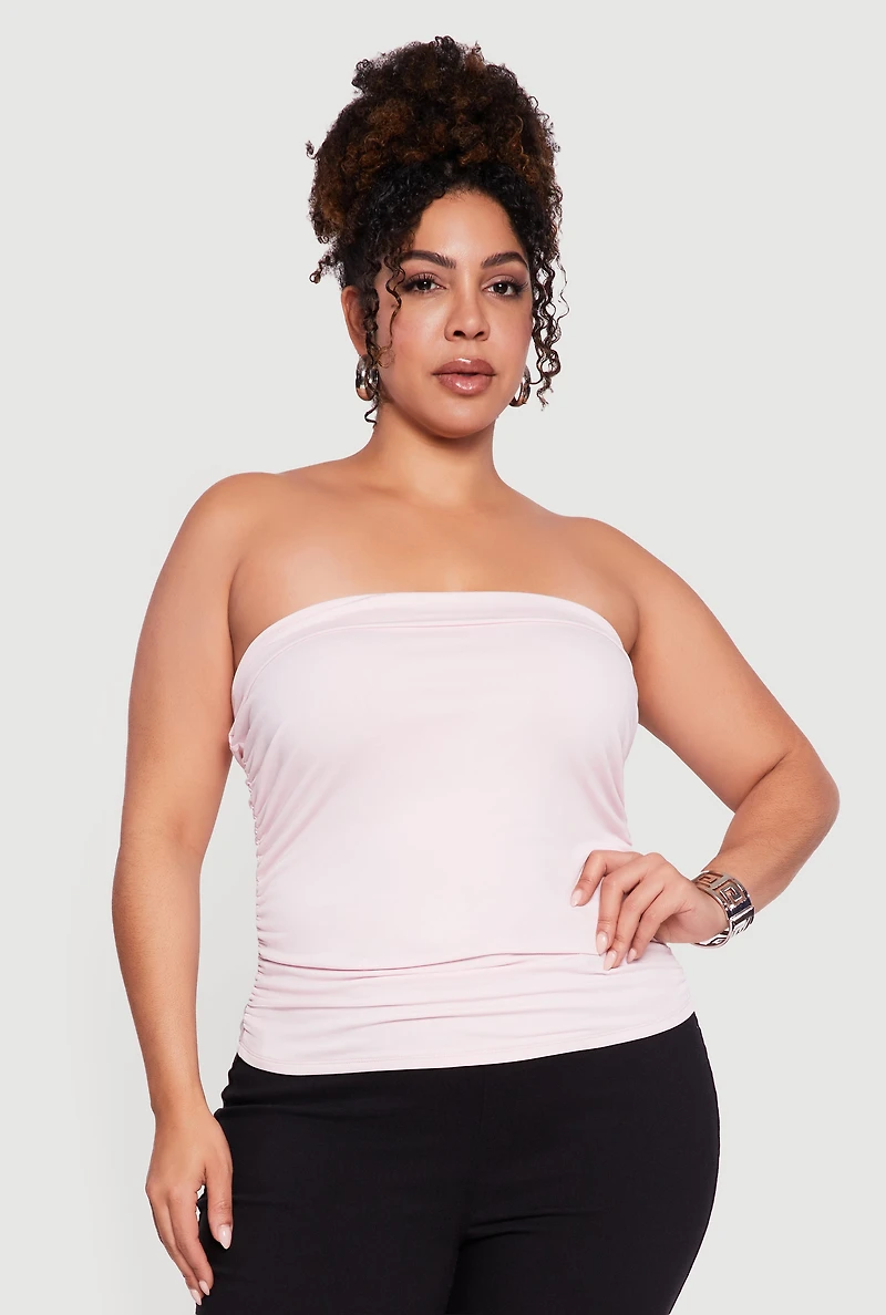 Plus Side Ruched Tube Top