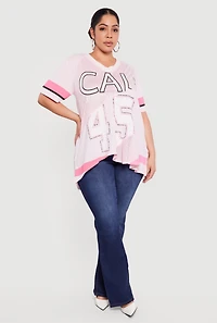 Plus Oversized Cali 45 Patchwork Graphic Mesh Jersey