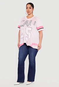 Plus Oversized Cali 45 Patchwork Graphic Mesh Jersey