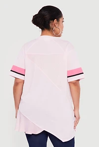 Plus Oversized Cali 45 Patchwork Graphic Mesh Jersey