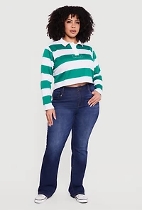 Plus Almost Famous Striped Cropped Polo Top