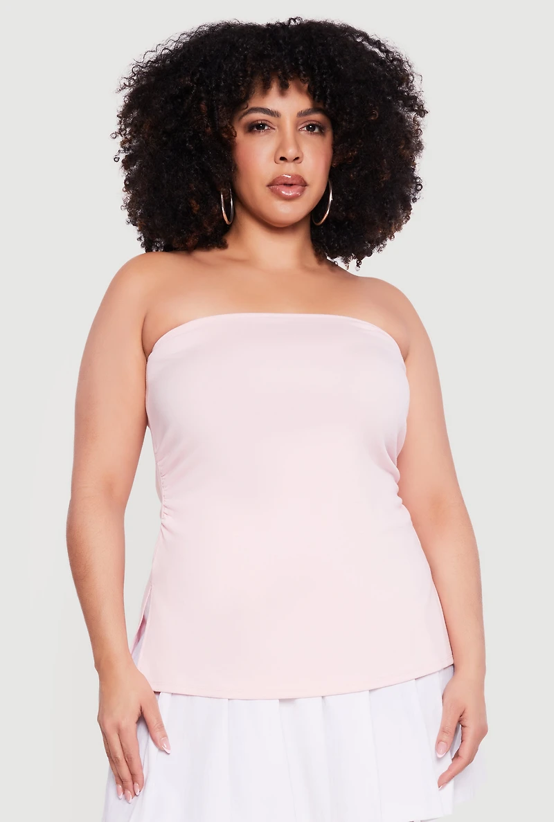 Plus Almost Famous Ruched Side Tube Top