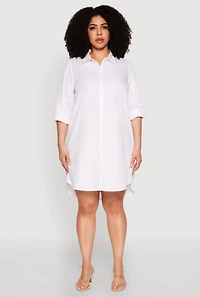Plus Poplin Shirt Dress