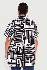 Plus Crepe Knit Side Slit Tunic Shirt