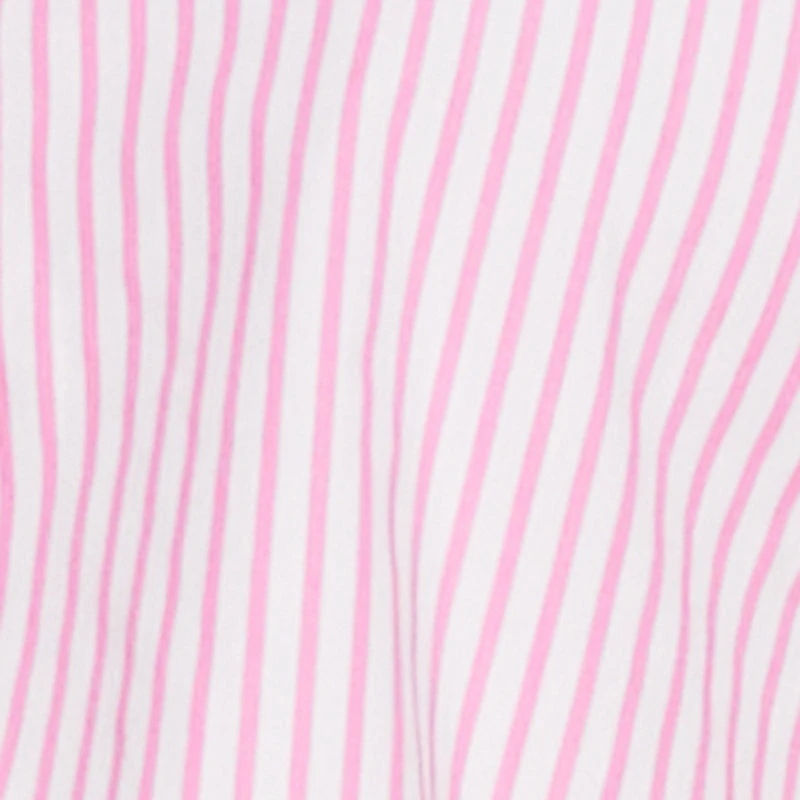 Plus Striped Bubble Sleeves Crop Shirt