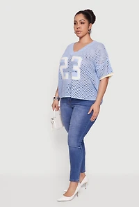 Plus 23 Short Sleeve Crochet Football Jersey
