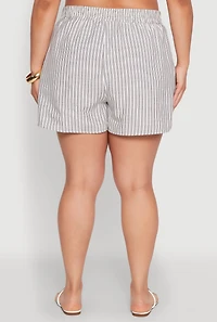 Plus Striped Elastic Waist Shorts