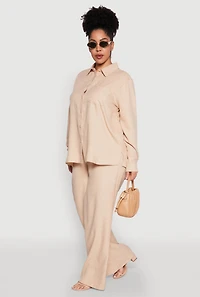 Plus Linen Palazzo Pants