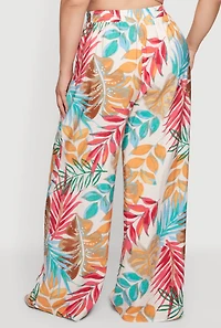 Plus Patterned Crepe Knit Wide Leg Pants