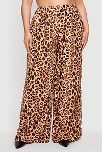 Plus Patterned Crepe Knit Wide Leg Pants