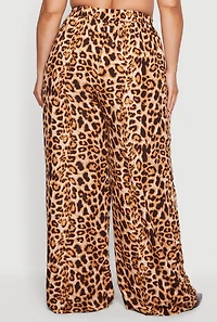 Plus Patterned Crepe Knit Wide Leg Pants