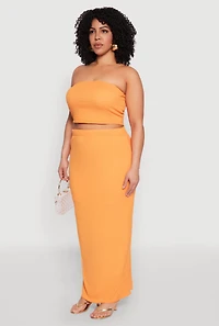 Womens Plus Size Textured Knit Tube Top, Orange, Size 1X