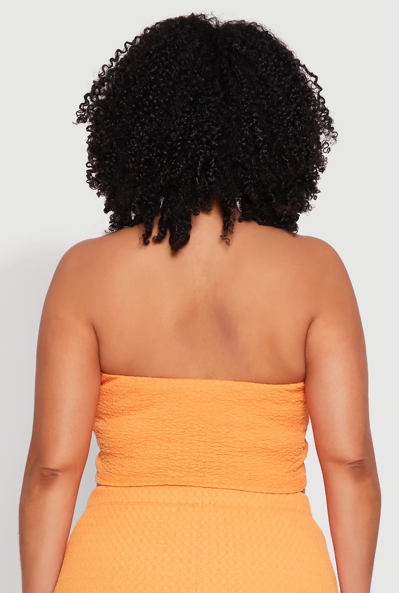 Womens Plus Size Textured Knit Tube Top, Orange, Size 1X