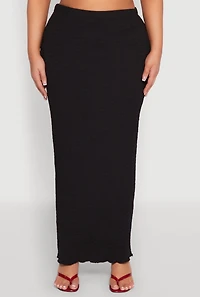 Womens Plus Size Textured Knit Maxi Skirt, Black, Size 3X