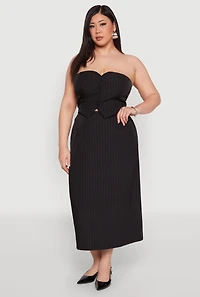 Womens Plus Size Pinstripe High Waist Skirt, Black, Size 2X