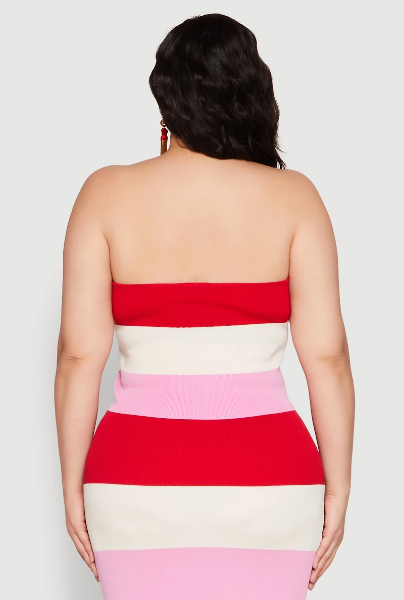 Plus Striped Tube Top