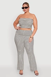 Womens Plus Stylish Striped Fold Over Bootcut Pants, Multi,
