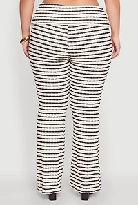 Womens Plus Stylish Striped Fold Over Bootcut Pants, Multi,