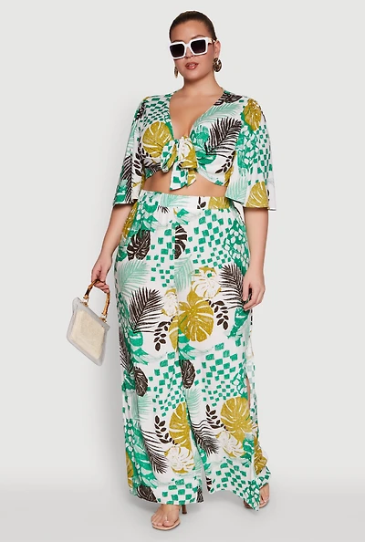 Plus Stylish High Waisted Wide Leg Palazzo Pants