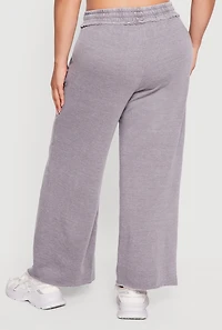 Plus Raw Hem High Waisted Wide Leg Sweatpants