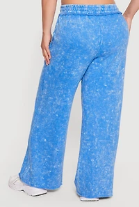 Plus Raw Hem High Waisted Wide Leg Sweatpants