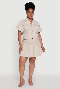 Womens Plus Hyperstretch Pinstripe Short Sleeve Top,