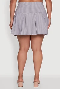 Womens Plus Hyperstretch Pinstripe Mini Pleated Skirt, 1X