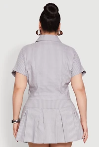 Womens Plus Size Pinstripe Hyperstretch Crop Top, Grey, Size 2X