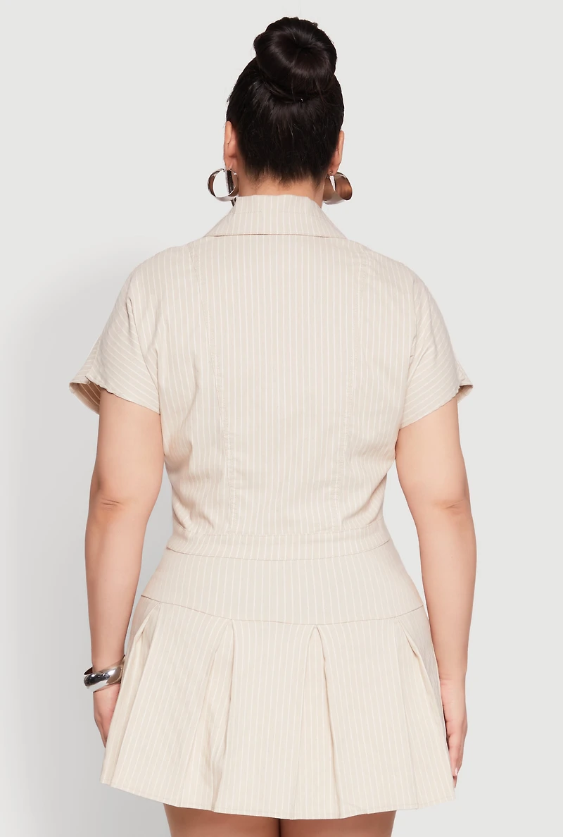Womens Plus Pinstripe Hyperstretch Crop Top,